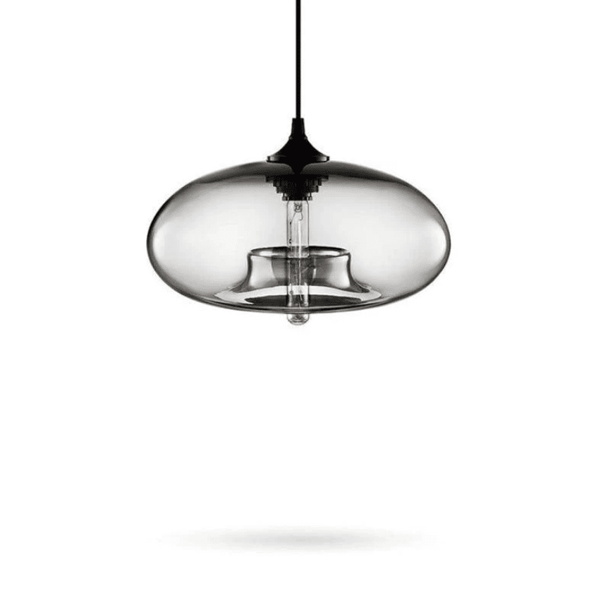 BallGlass Suspension Ovale – Luminaire Design en Verre Transparent avec Diffuseur Cylindrique
