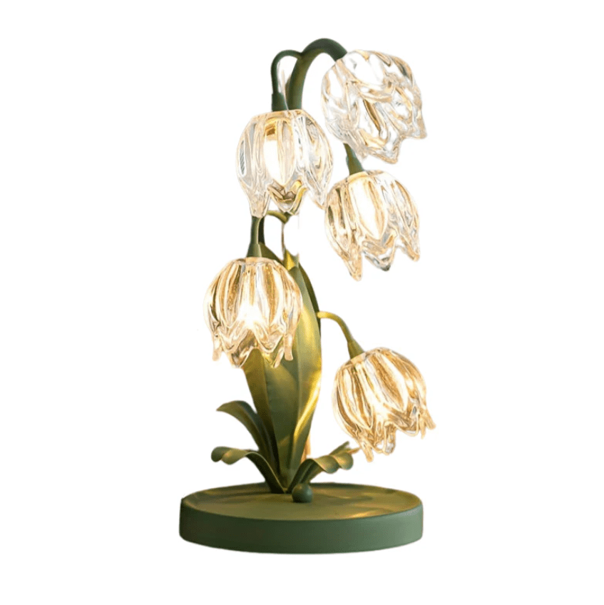 FloraLuxe Lampe de Table LED – Design Art Déco avec Éclairage Sans Fil