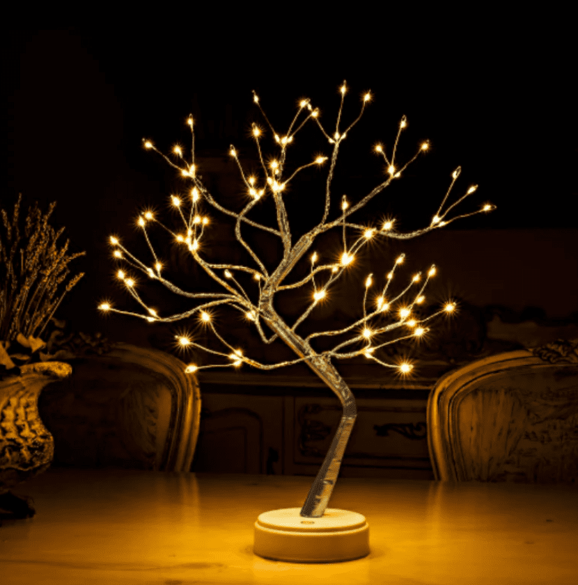 ZenLight Lampe Décorative – Éclairage Naturel Sans Fil avec Branche en Cuivre