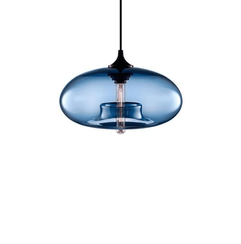BallGlass Suspension Ovale – Luminaire Design en Verre Transparent avec Diffuseur Cylindrique