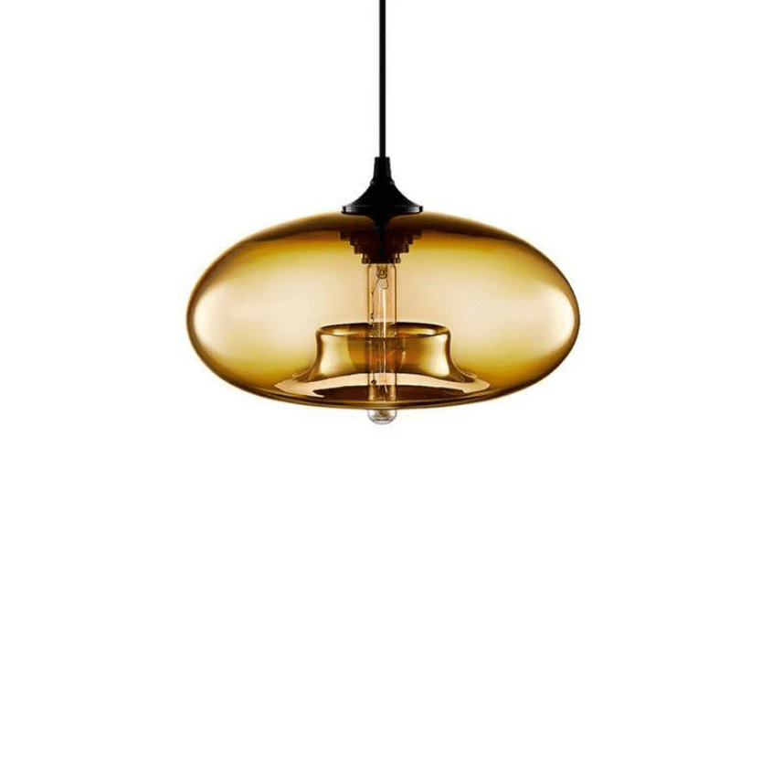 BallGlass Suspension Ovale – Luminaire Design en Verre Transparent avec Diffuseur Cylindrique
