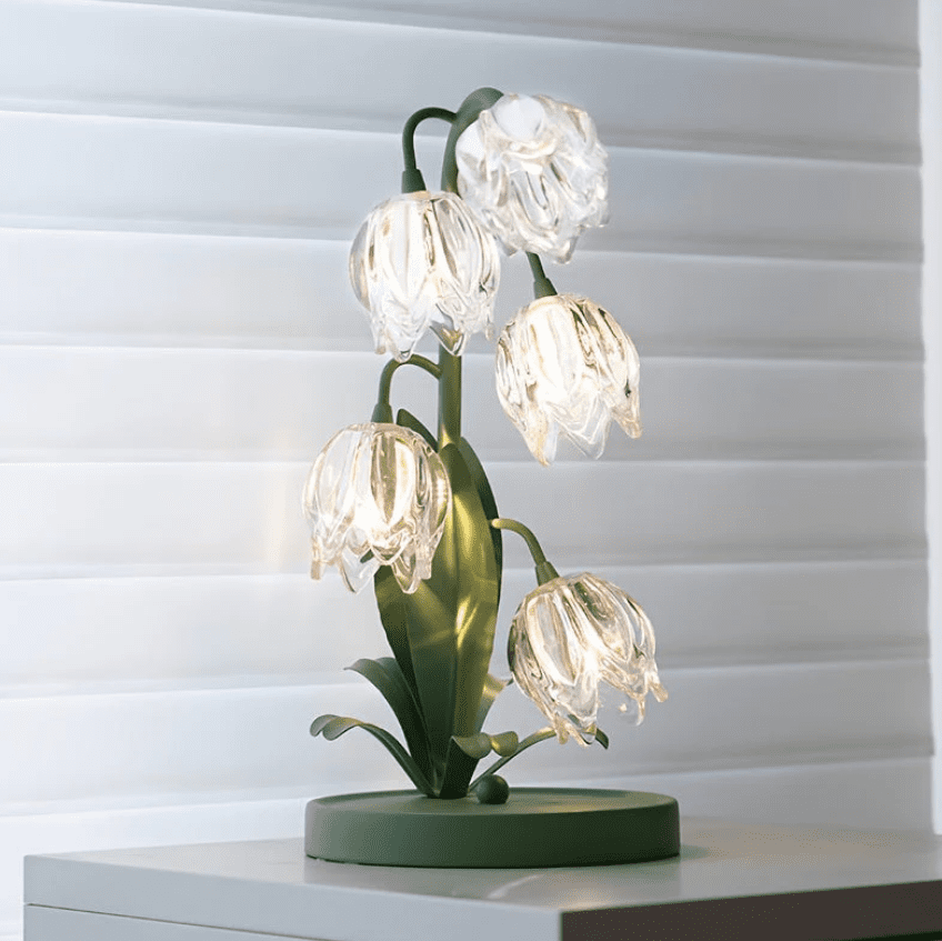 FloraLuxe Lampe de Table LED – Design Art Déco avec Éclairage Sans Fil