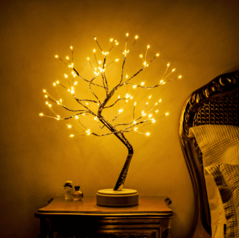 ZenLight Lampe Décorative – Éclairage Naturel Sans Fil avec Branche en Cuivre