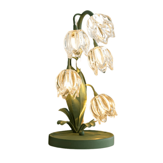 FloraLuxe Lampe de Table LED – Design Art Déco avec Éclairage Sans Fil